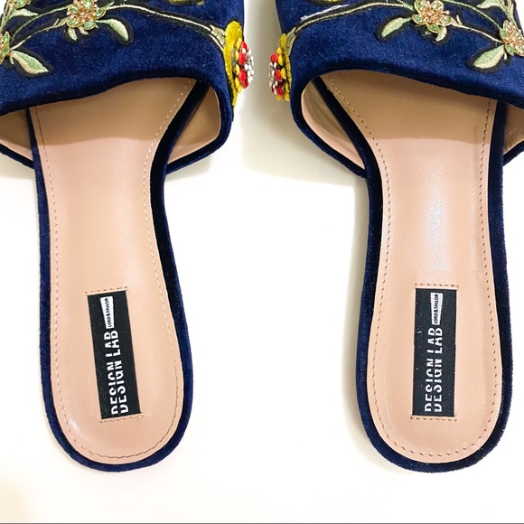 Design Lab Lord & Taylor Fleur Navy Velvet Mule 9M - Picture 5 of 12